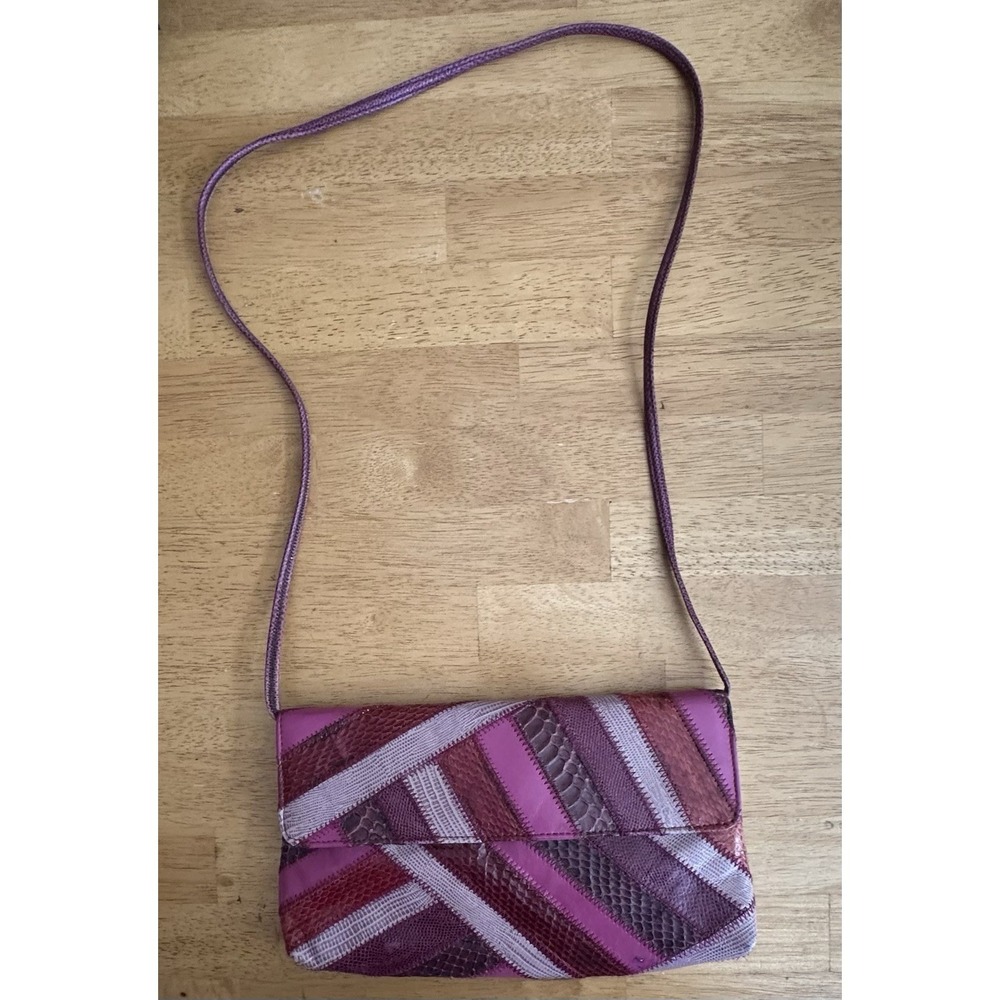 Vintage David Mehler for DAME Purple Pattern Real Snakeskin‎ Purse